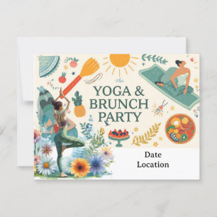 Invitation à une fête de yoga et de brunch 