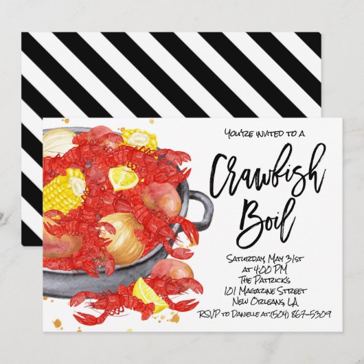 Invitation à une Fête d'Ébullition d'Écrevisses (Devant / Derrière)