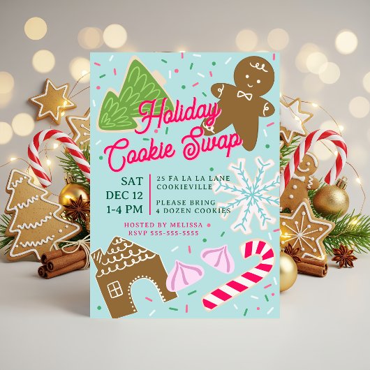 Invitation à une fête d'échange de biscuits de Noë