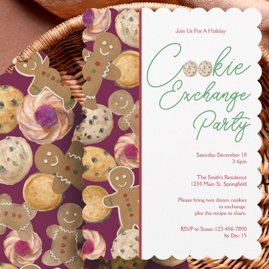 Invitation à une fête d'échange de biscuits de Noë