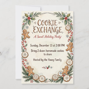 Invitation à une fête d'échange de biscuits de Noë