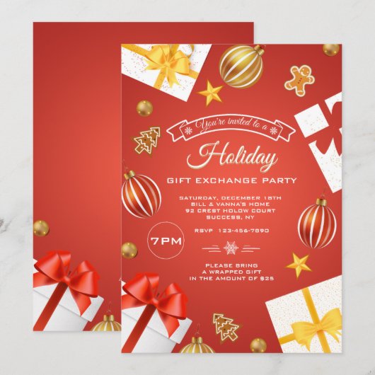 Invitation à une fête d'échange de cadeaux (Devant / Derrière)