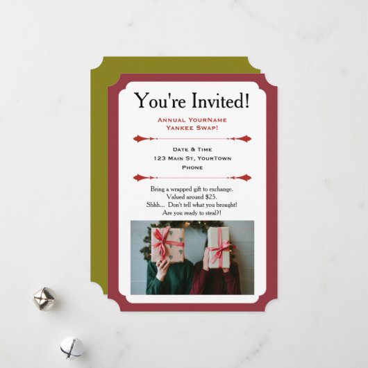 Invitation à une fête d'échange de cadeaux de Noël (Devant/Arrière en situation)