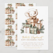 Invitation à une fête d'échange de cadeaux éléphan (Devant / Derrière)