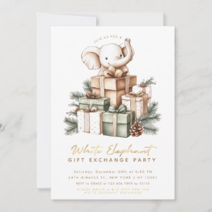 Invitation à une fête d'échange de cadeaux éléphan