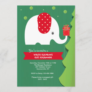 Invitation à une fête d'échange de cadeaux éléphan
