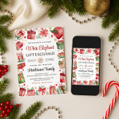 Invitation à une fête d'échange de cadeaux éléphan