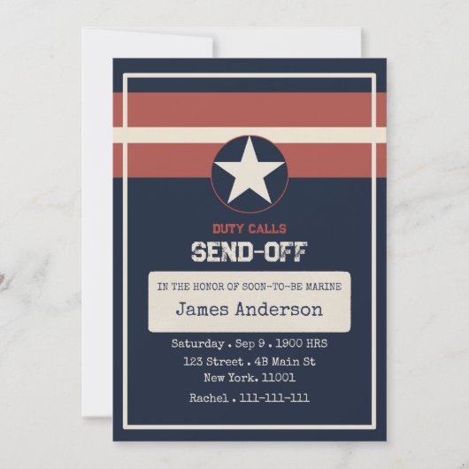 Invitation à une fête d'envoi militaire (Devant)