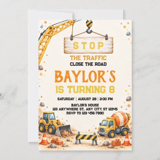 Invitation à une fête d'équipement de construction (Devant)