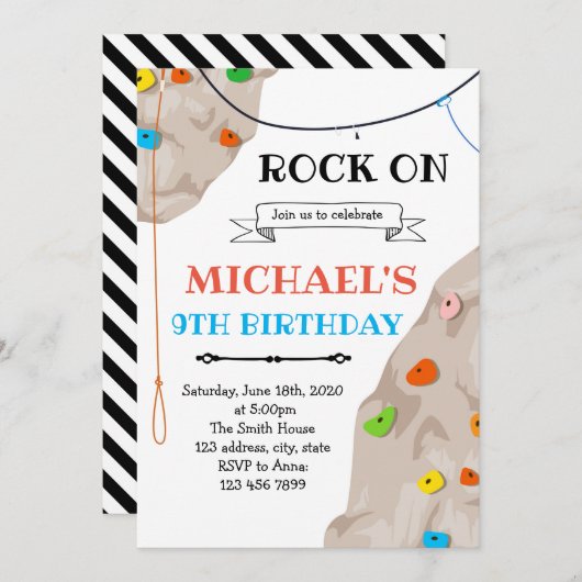 Invitation à une fête d'escalade de rochers (Devant / Derrière)
