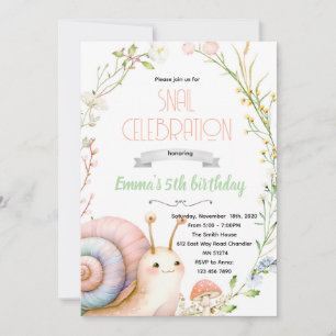 Invitation à une fête d'escargot mignon