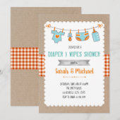 Invitation à une fête d'essuyage de couche mignonn (Devant / Derrière)