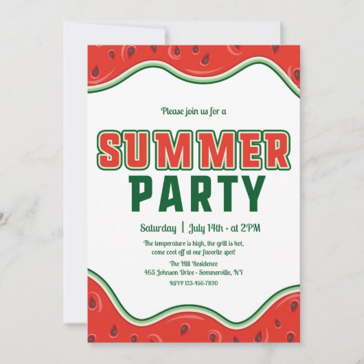 Invitation à une fête d'été (Devant)