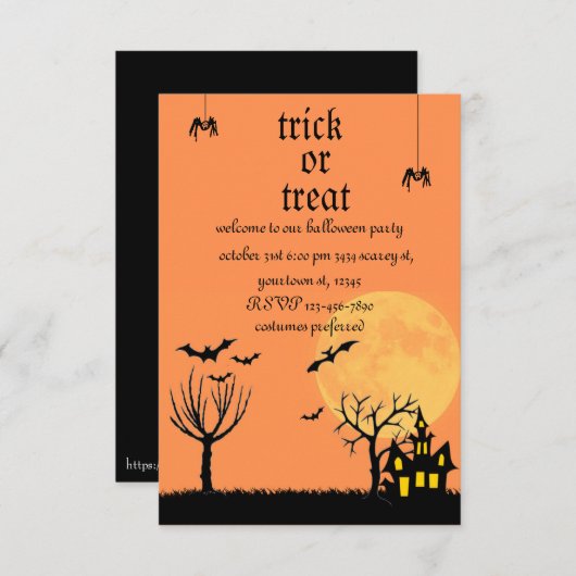 Invitation à une fête d'Halloween (Devant / Derrière)