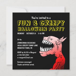 Invitation à une fête d'Halloween amusante et effr