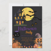 Invitation à une fête d'Halloween avec des crânes (Devant)