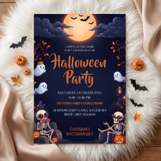Invitation à une fête d'Halloween avec des fantôme