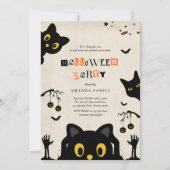 Invitation à une fête d'Halloween avec un chat noi (Devant)