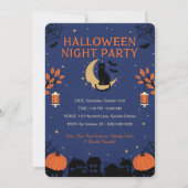Invitation à une fête d'Halloween avec un chat noi (Devant)