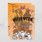 Invitation à une fête d'Halloween avec un fantôme  (Devant / Derrière)