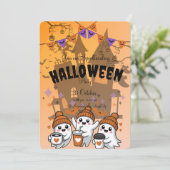 Invitation à une fête d'Halloween avec un fantôme  (Debout devant)