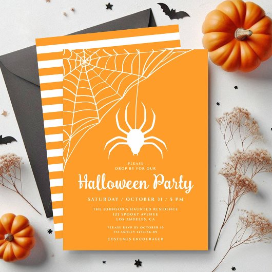 Invitation à une fête d'Halloween avec une araigné