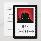 Invitation à une fête d'Halloween avec une maison (Devant / Derrière)