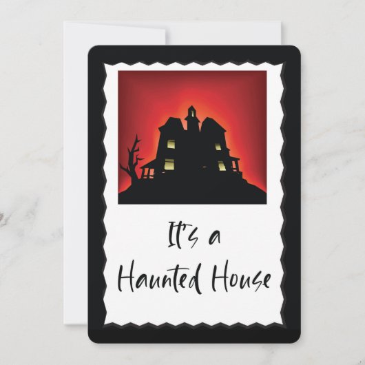 Invitation à une fête d'Halloween avec une maison (Devant)