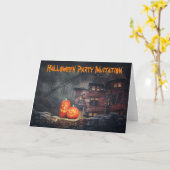 Invitation à une fête d'Halloween. Carte (Fleur jaune)