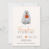 Invitation à une fête d'Halloween, chien fantôme (Devant)