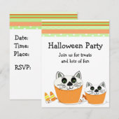 Invitation à une fête d'Halloween Cupcake de chat (Devant / Derrière)