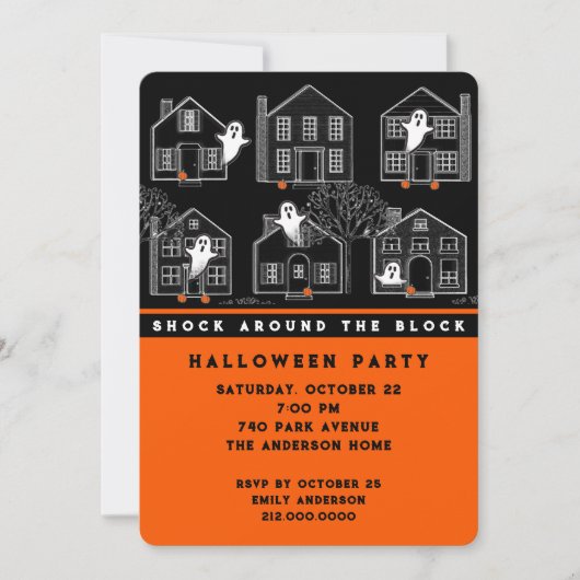 Invitation à une fête d'Halloween dans le quartier (Devant)