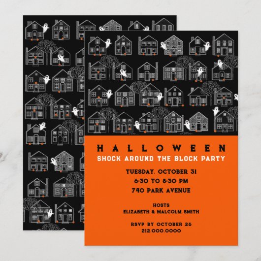 Invitation à une fête d'Halloween dans le quartier (Devant / Derrière)