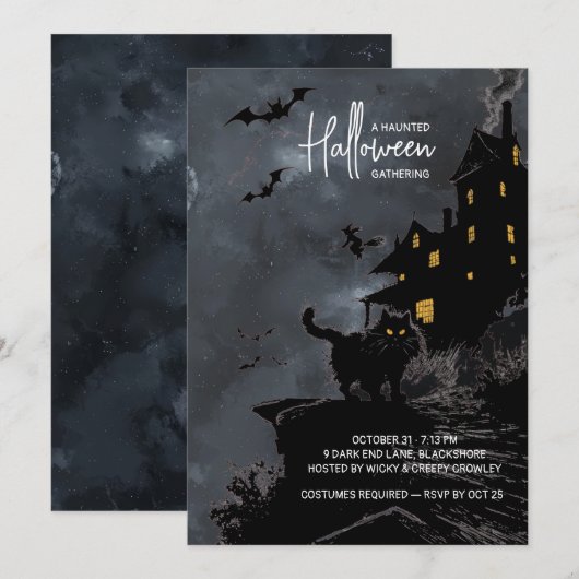 Invitation à une fête d'Halloween dans une maison (Devant / Derrière)
