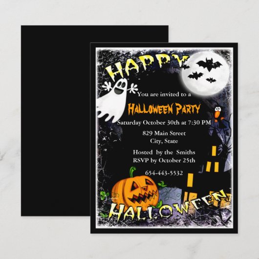 Invitation à une fête d'Halloween dans une maison (Devant / Derrière)