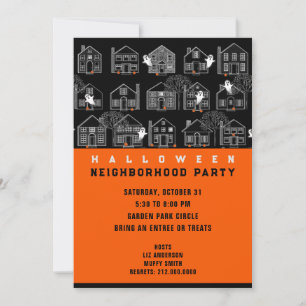 Invitation à une fête d'Halloween de quartier