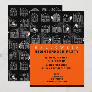 Invitation à une fête d'Halloween de quartier