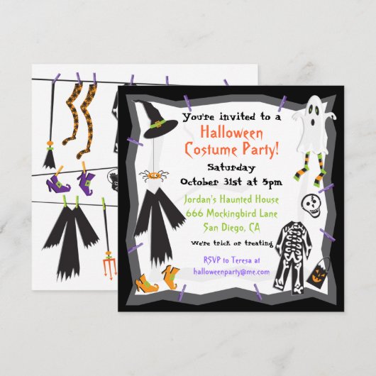 Invitation à une fête d'Halloween déguisée (Devant / Derrière)