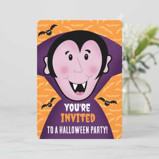 Invitation à une fête d'Halloween Dracula Vampire (Debout devant)