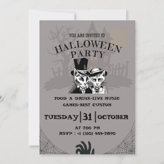 Invitation à une fête d'Halloween effrayante (Devant)