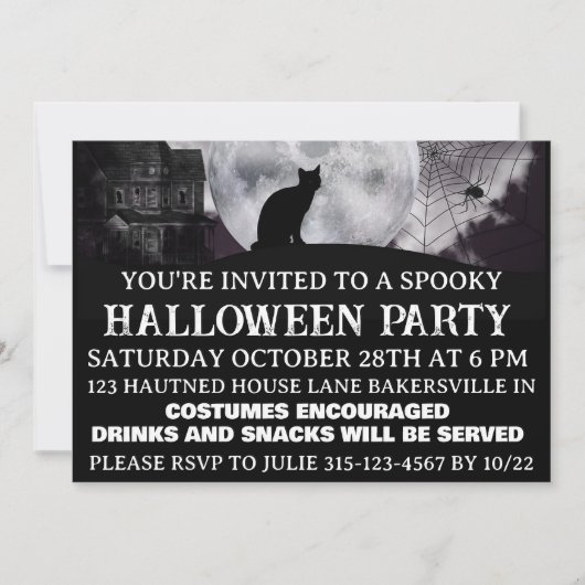 Invitation à une fête d'Halloween effrayante (Devant)