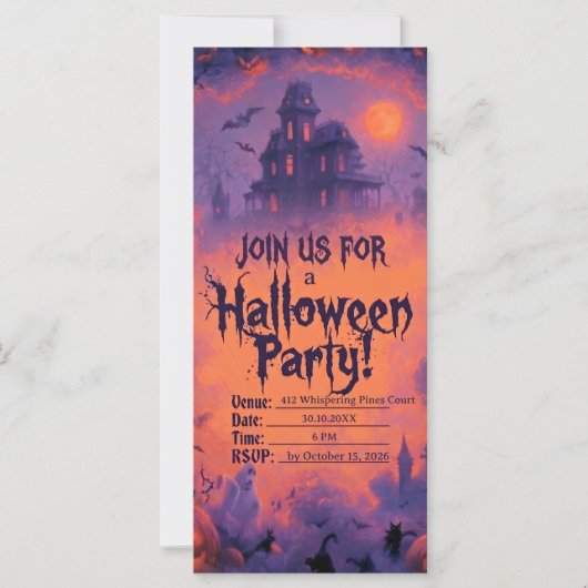 Invitation à une fête d'Halloween effrayante avec (Devant)