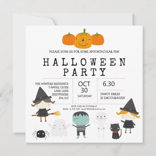 Invitation à une fête d'Halloween en famille moder (Devant)