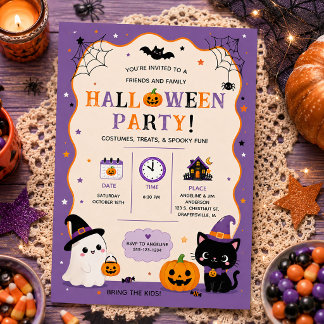 Invitation à une fête d'Halloween entre amis et fa