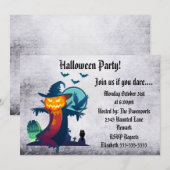 Invitation à une fête d'Halloween Épouvantail effr (Devant / Derrière)