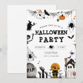 Invitation à une fête d'Halloween, Fête effrayante (Devant / Derrière)