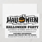 Invitation à une fête d'Halloween heureuse  (Devant / Derrière)