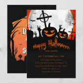 invitation à une fête d'Halloween heureuse (Devant / Derrière)