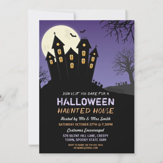 Invitation à une fête d'Halloween Maison hantée Ho (Devant)