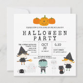 Invitation à une fête d'Halloween moderne, mignonn (Devant)